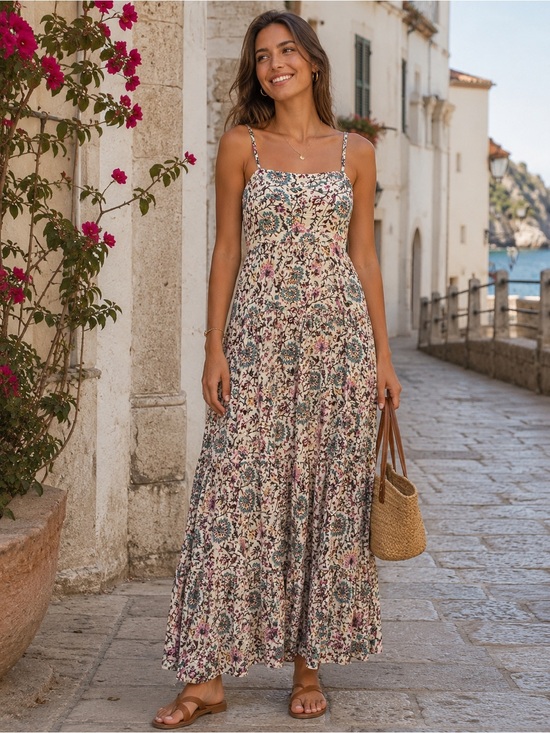 RAGA Dresses & Skirts - RAGA Deema NWT L Floral Tiered Maxi Dress Boho Euro Summer Resort $270 Bohemian